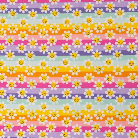 Tela SINGER®, 100 % algodón, diseño «Modern Daisy Stripes», se vende por metros
