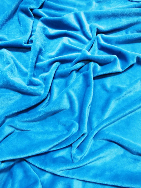 Neon Blue Minky Solid Baby Soft Fabric / Sold by the Yard