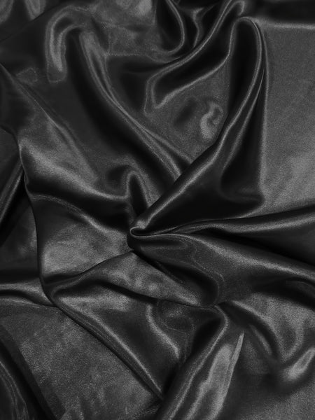 Solid Medium Weight Shiny Satin Fabric / Black