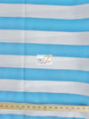 2 Tone Stripe Deck Canvas Outdoor Waterproof Fabric / Aqua/White / Sold By The Yard Closeout!!!