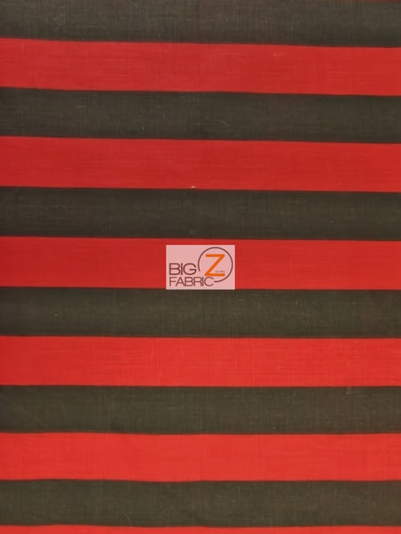 Tela de poliéster y algodón con rayas de 2,5 cm / Negro/Rojo / Se vende por metros