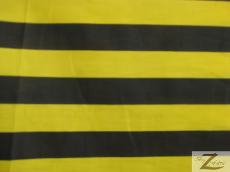 Tela de poliéster y algodón con rayas de 2,5 cm / Negro/Amarillo / Se vende por metros