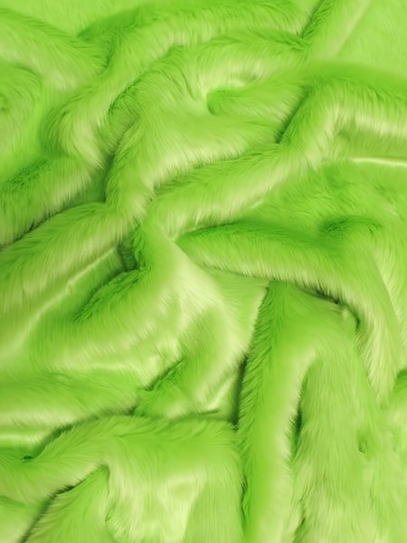 Tela de piel sintética de pelo corto / Verde lima / Se vende por yardas (liquidación)