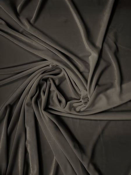 Tejido elástico de terciopelo y spandex, 360 gramos, para disfraces / Gris carbón / Se vende por yardas