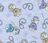 FLANNEL Doctor Teddy on Blue Baby 100% Cotton Price per Yard
