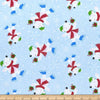 Christmas Skating Polar Bears on Blue 100% Cotton Price per Yard