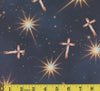 Estrella de Belén navideña sobre fondo azul, 100 % algodón. Precio por yarda