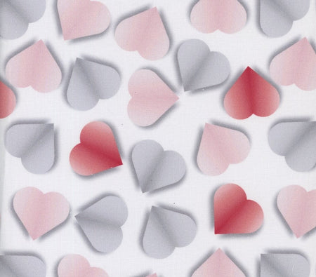 Valentine Paper Hearts on Cream 100% Cotton Price per Yard