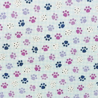 Novelty Dogs Pups Paws on Light Blue Gingham 100% Cotton Price per Yard