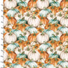 Packed Pumpkins White Teal Orange 100% Cotton Price per Yard