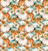 Packed Pumpkins White Teal Orange 100% Cotton Price per Yard