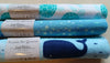 3 Flannel Fat Quarters Sealife Little Feet Boutique Blue White 18" x 21" Baby