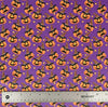 Calabazas traviesas de Halloween sobre fondo morado, 100 % algodón. Precio por yarda