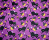 Halloween Spooky Black Cats and Tossed Pumpkins on Purple 100% Cotton Fabric