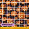 Calabaza sonriente de Halloween «Jack o’Lantern» con sombreros de bruja sobre tela negra 100 % algodón