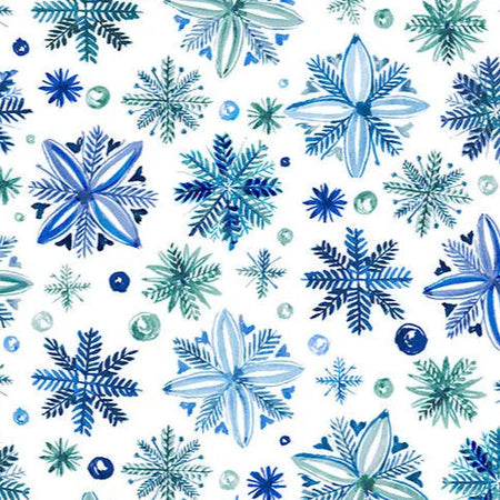Tela «Snowy Sparkle Digital Cuddle Blue», por yarda
