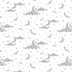 Espectáculo misterioso: luna y estrellas sobre fondo blanco en tela de algodón blanco, 44"/45", por yarda