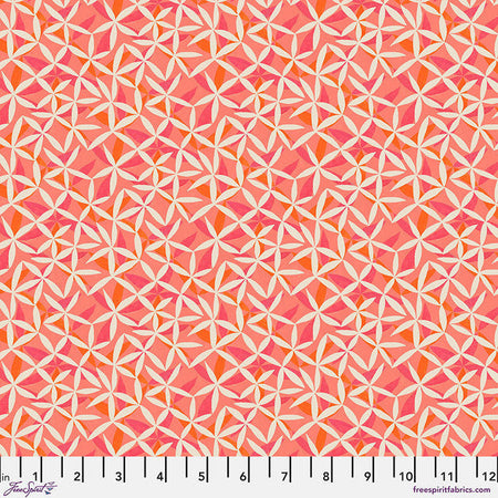 Star Flower Dance Coral Flourish And Bloom 44"/45" Cotton Fabric Per Yard