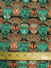 African Cultural Masks Multi Green Polyester Cotton Fabric
