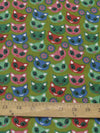 Halloween Cats Olive Poly Cotton Fabric