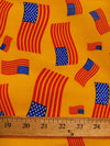 American Flags Mustard Cotton Polyester Fabric