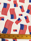 American Flags White Cotton Polyester Fabric