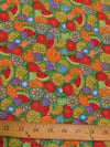 Tejido de algodón y poliéster con estampado multicolor de frutas