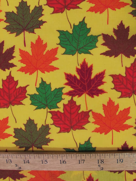 Tela de algodón y poliéster «Autumn Leaves Mustard»