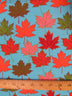 Autumn Leaves Turquoise Cotton Polyester Fabric