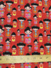 Tejido de poliéster y algodón rojo con motivos culturales de geishas orientales