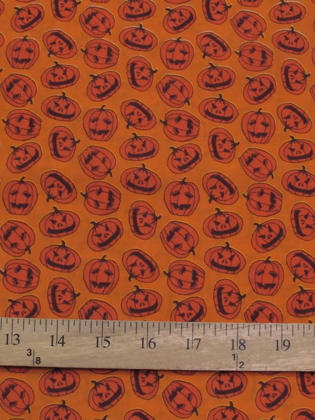 Halloween Pumpkins Orange Poly Cotton Fabric