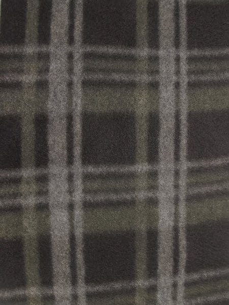 Tartan Plaid Polar Fleece Fabric / Olive/Black / Sold By The Yard||color:Olive/Black