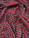 Tejido de franela para uniformes con estampado de tartán / Rojo/Multicolor / Se vende por metros