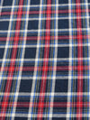 Tejido de franela para uniformes con estampado de tartán / Azul marino/Rojo / Se vende por metros