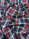 Tejido de franela para uniformes con estampado de tartán / Azul marino/Rojo / Se vende por metros