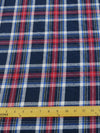 Tela de franela para uniformes con estampado de tartán / Azul marino/Rojo / Se vende por yardas||color: Azul marino/Rojo