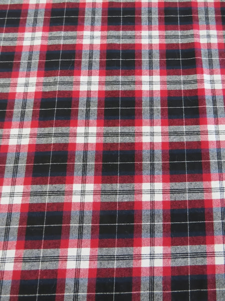 Tartan Plaid Uniform Apparel Flannel Fabric / Black/Red/White