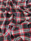 Tejido de franela para uniformes con estampado de tartán / Negro/Rojo/Blanco