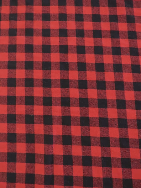 Tejido de franela para uniformes con estampado de tartán / Rojo búfalo/Negro / Se vende por metros