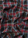 Tejido de franela para uniformes con estampado de tartán / Negro/Rojo