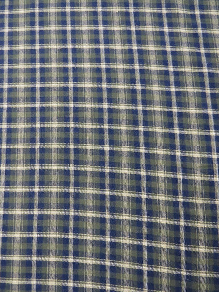 Tejido de franela para uniformes con estampado de tartán / Verde oliva/Azul