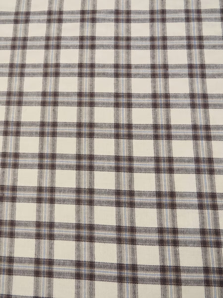 Tartan Plaid Uniform Apparel Flannel Fabric / Brown/Cream / Sold By The Yard