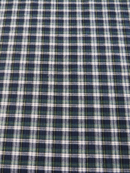 Tejido de franela para uniformes con estampado de tartán / Azul marino/Verde / Se vende por metros