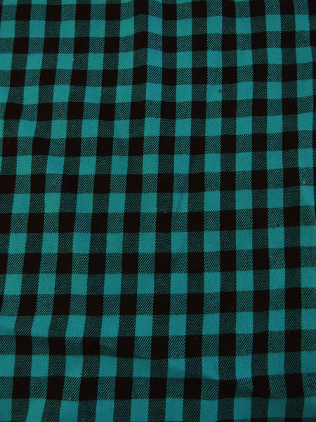 Buffalo Plaid Flannel Fabric Turquoise/Black
