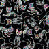 Halloween Day of the Dead Tossed Skeleton Cats on Black