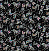 Halloween Day of the Dead Tossed Skeleton Cats on Black