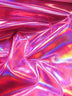 Tejido de vinilo spandex brillante y ultra holográfico / Fucsia / Se vende por metros