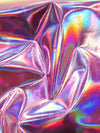 Ultra Holographic Glossy Patent Spandex Vinyl Fabric / Purple / Sold By The Yard