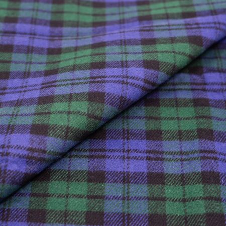 RTC Fabrics: franela 100 % algodón teñida en hilo, con estampado de cuadros «Buffalo Check», en negro, Hunter y lapislázuli