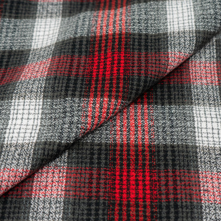 Tejidos RTC de 44"/45" de ancho, 100 % algodón, franela teñida en hilo, vendida por yardas, estampado «Buffalo Check» en rojo y gris